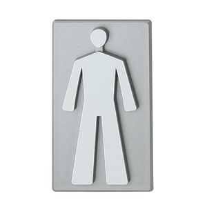 DOMINO WC Schild Selbstklebend 8,5 cm x 4,7 cm | Toilettenschilder Herren WC | Türschild Gäste | Idealer WC Aufkleber | Toiletten Schild | WC-Schilder für Büros, Restaurants | Farbe: SILBER