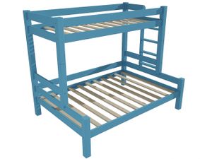 Patrová postel s rozšířeným spodním lůžkem 8X8 06B (Rozměr: 90/140 x 200 cm, Umístění žebříku: vpravo, Barva dřeva: barva modrá)