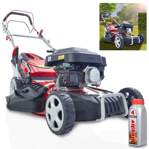 HECHT 547 SXW Rasenmäher Benzin mit Antrieb | 5in1 | 46 cm Schnittbreite | 5,5PS | Mulchkit | 55L Fangkorb