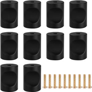 Schubladenknopf Schwarz Matt Kabinett Knöpfe Runde Möbelgriffe Vintage 25mm Kommodenknöpfe Metall Schrankgriffe Modern Schubladengriffe mit Schraube Knauf für Schrank Schlafzimmer Küche 10 Stück