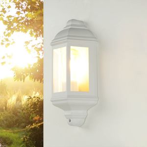 LIVORNO Maritime Außenlampe Wand Aluminium in Weiß Glas Schirm E27 IP44 Wandleuchte Landhaus Terrasse