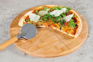 Kesper Pizza-Teller inkl. Pizza-Schneider ø 32 cm / Stärke: 1,5 cm Bambus 58462