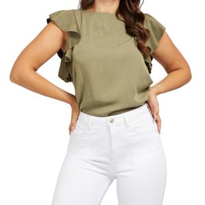 Bluzka damska Guess Leona falbany khaki L