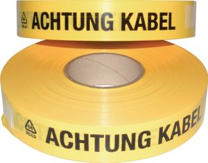 Kelmaplast Trassenwarnband Rollenbreite 40mm Rollenlänge 250 m Aufdruck Achtung Kabel gelb - 1001500400250010000000000,00