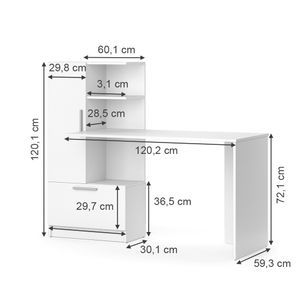 Vicco Schreibtisch Tomy, 150 x 59 cm, Weiß