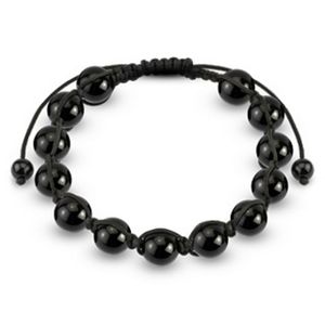 Perlen-Armband Obsidian schwarz Bindeknoten Uni