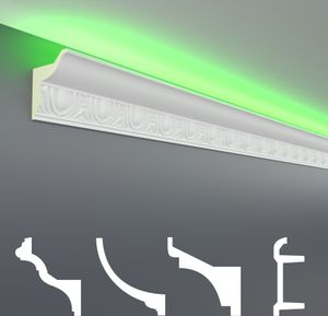 HEXIM LED Stuckleisten Muster - Indirekte Beleuchtung mit Deckenleisten aus PU, leicht & lichtundurchlässig- (20cm LED-3) Stuckprofil Profil