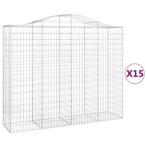 vidaXL Gabionen mit Hochbogen 15Stk. 200x50x160/180cm Verzinktes Eisen