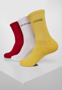 Ponožky Urban Classics Wording Socks 3-Pack yellow/red/white - 47–50