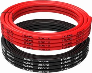 10 AWG 5 m flexibilný silikónový kábel | Vynikajúca vodivosť vďaka pocínovanému medenému drôtu | Tepelná odolnosť, červená farba