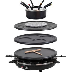 4 in 1 Raclette Grill Fondue Heißer Stein für 8 Personen