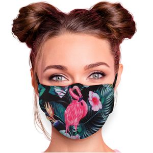Alltagsmaske Stoffmaske Motiv Mund- Nasenschutz einstellbare Ohrbügel Waschbar Herren Damen verschiedene Designs, Modell wählen:Flamingo
