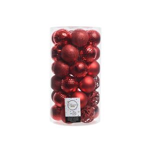 Weihnachtskugeln Kunststoff Ornamente 6cm weihnachtsrot, 37er Set