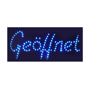LED Reklameschild "GEÖFFNET" in leuchtendem Blau