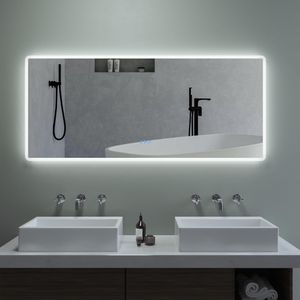 AQUABATOS Badspiegel mit LED indirekte Beleuchtung Antibeschlag Kaltweiß Neutralweiß Warmweiß Einstellbar Dimmbar Touch Schalter mit Memory-Funktion für Wandschalter 160x70 cm
