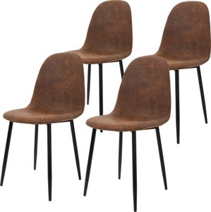 ML-Design sada 4 jedálenských stoličiek s operadlom, hnedá farba, z imitácie kože ML-Design sada 4 jedálenských stoličiek s operadlom, hnedá farba, z imitácie kože