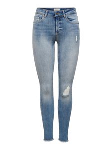 Destroyed Ankle Skinny Jeans Stretch Denim Hose ONLBLUSH Fransen | L / 34L