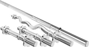 Marbo Sport Set MWG2 | Langhantelstange 198 cm + Sz-Curlstange 120 cm + 2x Kurzhantelstange 40 cm 30 mm