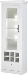 Wohnzimmer Vitrine mit Beleuchtung, 70 cm breit in Pinie weiß, Landhaus-Stil - RAPLA-61