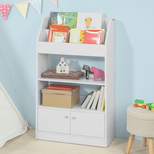 SoBuy Bücherregal kinder Spielzeug aufbewahrung mit 2 Türen weiß KMB11-W