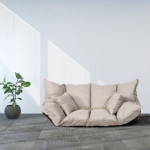 Ribelli Sessel/Sofa Hikui Futon Schlafsofa im Japanischen Stil Bodensofa in Grau oder Cremefarben