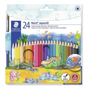 STAEDTLER Aquarellstift Noris Club aquarell 24er Kartonetui + 1 Pinsel