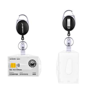 Ausweisjojo schwarz Ausweis Halter Schlüssel JoJo + Kartenhalter horizontal / vertikal nutzbar mit reißfester Schnur und Gürtel-Clip