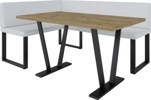 Eckbank AKIKO METAL mit Tisch 168x128 links - Eckbankgruppe für Ihrem Esszimmer, Küche modern, Sitzecke, Essecke. Perfekt für Küche, Büro und Rezeption