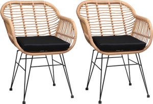 CASARIA® Gartenstühle 2er Set Polyrattan inkl. Auflage Armlehne Metall Wetterfest Verstellbar Outdoor Modern Garten Terrasse Balkon Gartensessel Stuhl