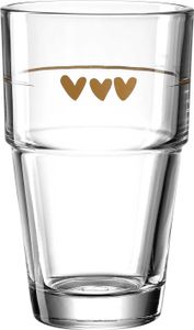 LEONARDO 043467 Solo Latte Macchiato Becher mit Motiv Herzen, Glas, 410 ml, klar