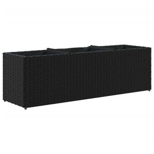 vidaXL Hochbeet mit 3 Fächern Schwarz 105x30x32 cm Poly Rattan