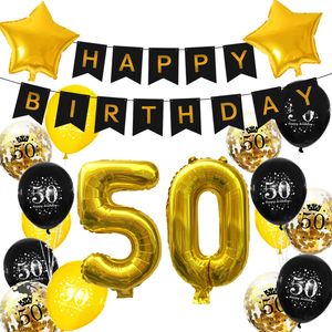 Oblique Unique 50. Geburtstag Party Deko Set - Happy Birthday Girlande + Zahl 50 Ballons + Konfetti Luftballons