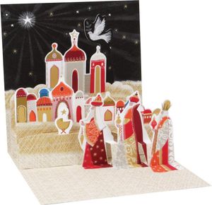 Up with Paper Treasures Pop-up Card Weihnachtskarte Krippe Krippenspiel Drei Weisen ca 13x13 cm Three Wise Men