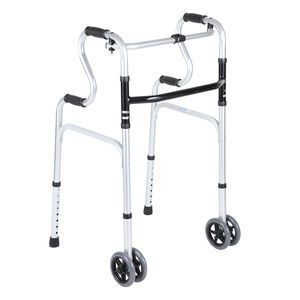 Składany aluminiowy rollator Yakimz, wspomagający chodzenie, z regulacją wysokości, z siedziskiem, 4-kołowy, udźwig do 180 kg, lekki