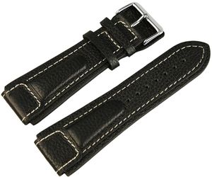 Echtleder Armband in schwarz, genarbt, gepolstert, 24 mm