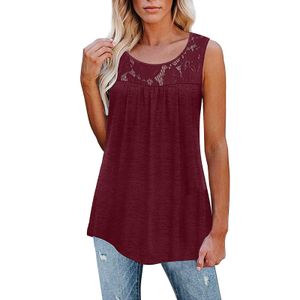 Damen Ärmelloses Spitzen-Stitching-Tank-Top-Sweatshirt,Farbe: Rotwein,Größe:XL