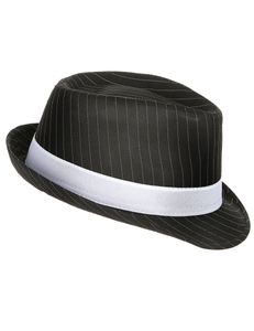 Gangster-Hut mit Nadelstreifen schwarz-weiss
