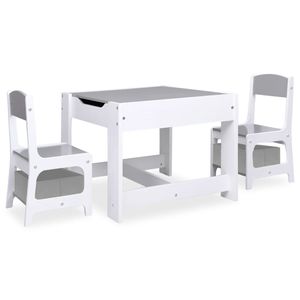 vidaXL Detský stôl s 2 stoličkami Biela MDF