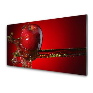 Glasbilder 100x50 cm - Wandbild Druck auf Glas - Glasbild - Bild - Apfel Wasser Küche