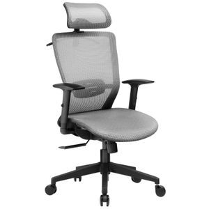COMHOMA Ergonomischer Bürostuhl Schreibtischstuhl mit Kopfstütze Kleiderbügel Lordosenstütze Office Chair Höhenverstellbar bis 150kg Belastbar  Grau