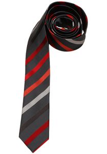 Venti Krawatte Rot Grau Schwarz Mehrfarbig Gestreift 100% Seide 6cm Breit Schmale Form Fleckenabweisend