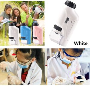 Tragbares 60x-120x LED Taschenmikroskop mit asphärischem Linsensystem Handmikroskop mit Licht für Kinder die beste Lernspielzeug Weiss