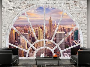 Vlies Fototapete Fenster nach New York 350x256 cm Tapeten Wandtapete XXL City Stady New York Fenster d-A-0043-a-c