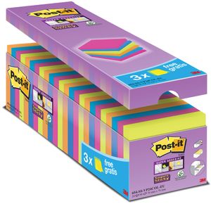 Post-it Haftnotiz Super Sticky 654SE24P 76x76mm sort. 24 St./Pack.