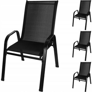 Malatec 16199 Záhradná stolička stohovateľné čierne 4 ks