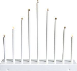 Vánoční svícen 9 LED svíček 26x31x5,5 cm na 2x AA baterie kovový bílý, teplé bílé světlo
