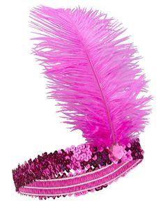 20er Jahre Pailletten-Haarband mit Feder pink