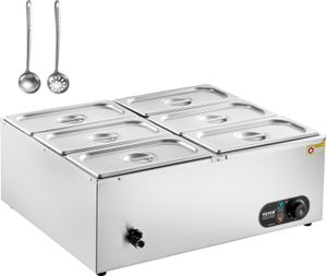 VEVOR kommerzieller Speisenwärmer 6 x 5 Qt Speisebehälter (1/3 Größe), elektrische Warmhalteplatte, 1500 W professionelles Buffet-Set aus Edelstahl, Buffet-Bain-Marie, 30–85 °C Temperaturregelung VEVOR kommerzieller Speisenwärmer 6 x 5 Qt Speisebehälter (1/3 Größe), elektrische Warmhalteplatte, 1500 W professionelles Buffet-Set aus Edelstahl, Buffet-Bain-Marie, 30–85 °C Temperaturregelung