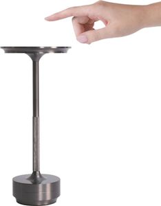 Kabellose Dimmbare LED Akku Tischleuchte Touch Tischlampe Lampe Wohnzimmer Nachttischlampen Dreifarbiges Licht silbergrau
