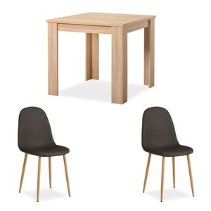 Homestyle4u 2379, Essgruppe mit 2 Stühlen Holz Braun, Esstisch 80x80 cm Küchentisch mit Stühle